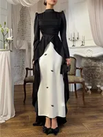 Eid femmes Robe musulmane Abaya Satin robes Largos fête Caftan Jalabiya Ramadan robes longues dubaï caftan arabe longue Robe 2025 3