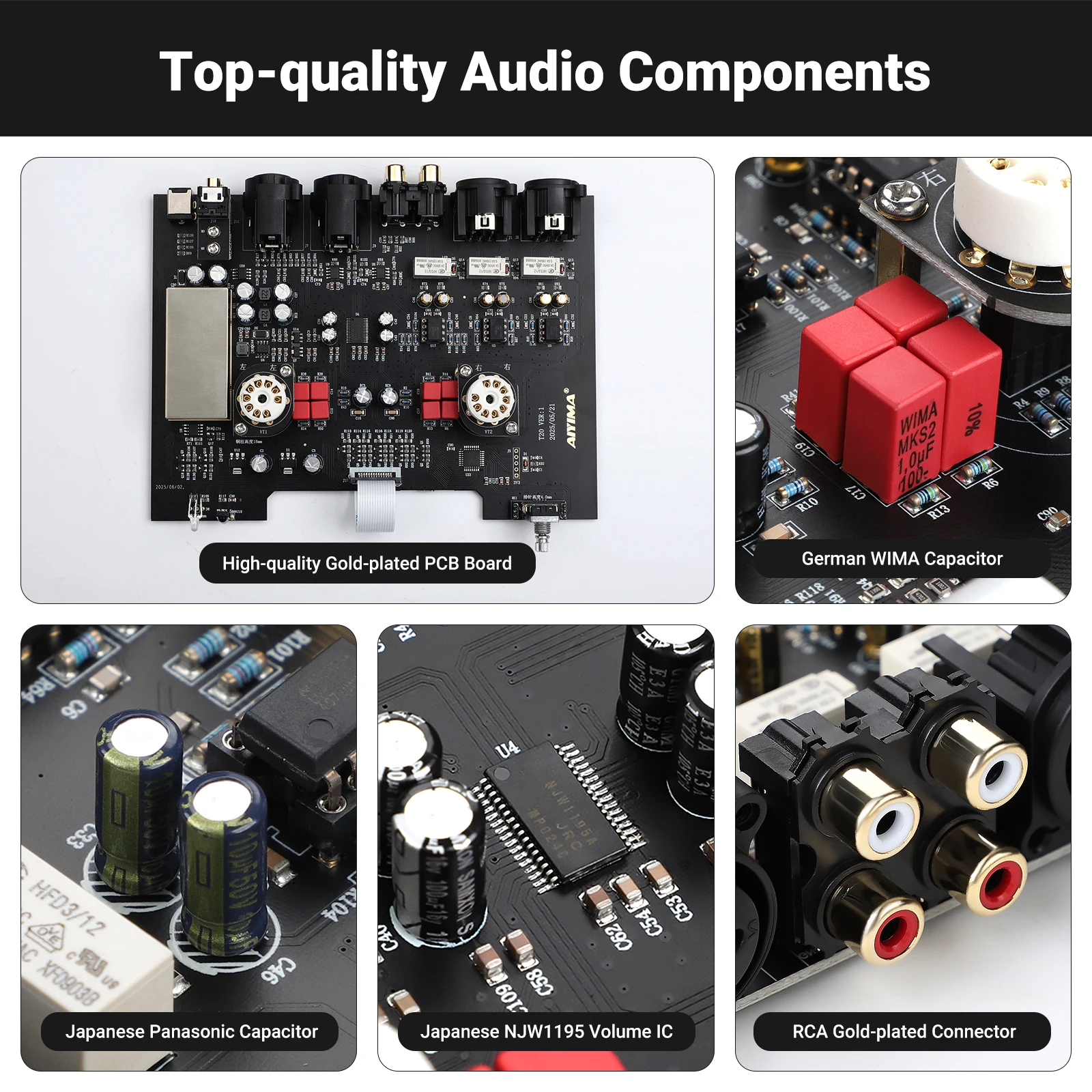 AIYIMA T20真空管プリアンプ ECC83 フルバランスプリアンプ RCA XLR