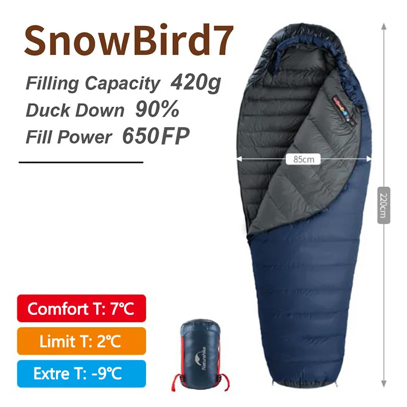 Naturehike Snowbird 7 Sleeping Bag Mummy Duck Down Ultralight Camping Winter Warm Sleeping Bag 5