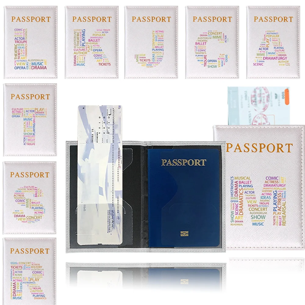 

Travel Passport Cover Credit Card Storage Case Fashion ID Card Holders Passport Cover Case for Unisex Text Letter Series