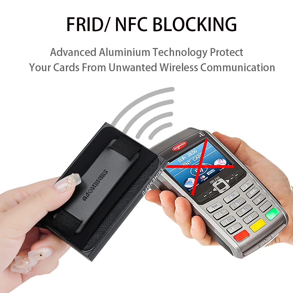 RFID Blocking Pop-up Card Holder Leather+Metal Bank Card Wallet Men's ID Cover Credit Minimalist Holder Bag For Women