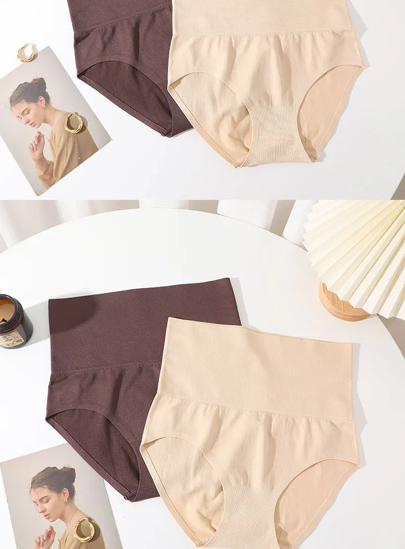 Description Picture 6 of itemFINETOO 3PCS Women's High Waist Underwear Classic Solid Color Hip Lift Panties Comfortable Large Size Underwear Tight Belly Pant