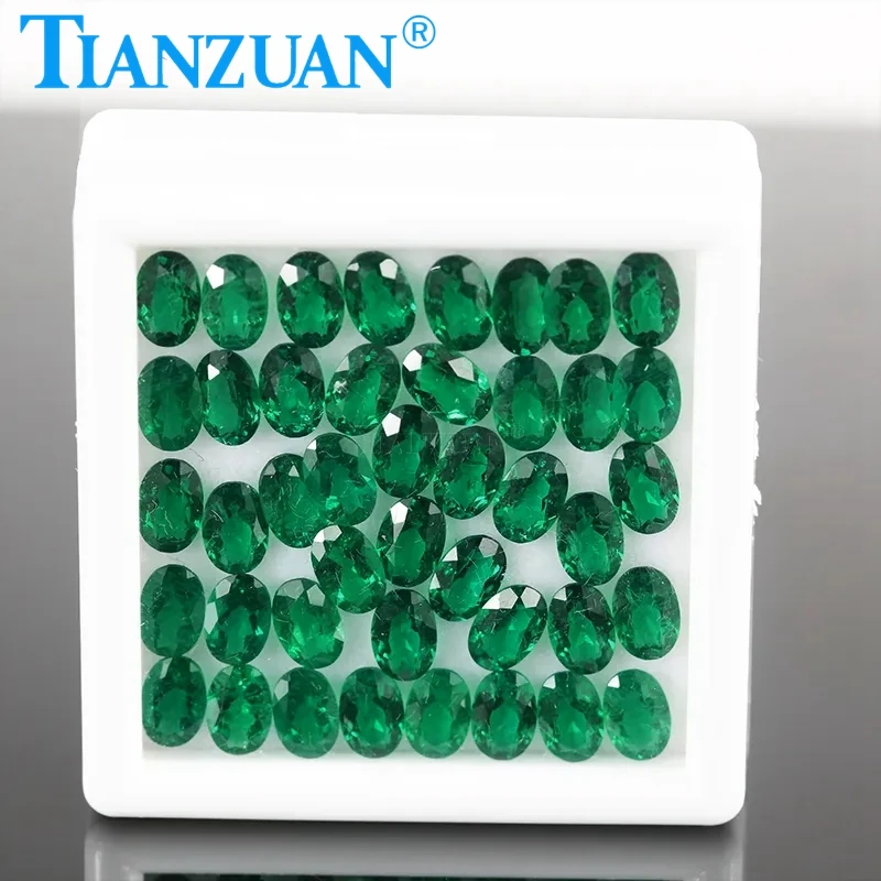 

2x4mm to 4x6mm Lab-grown Muzo Emerald Oval Shape Hydrothermal Green Emerald Beads Small Stone Loose Gemstone