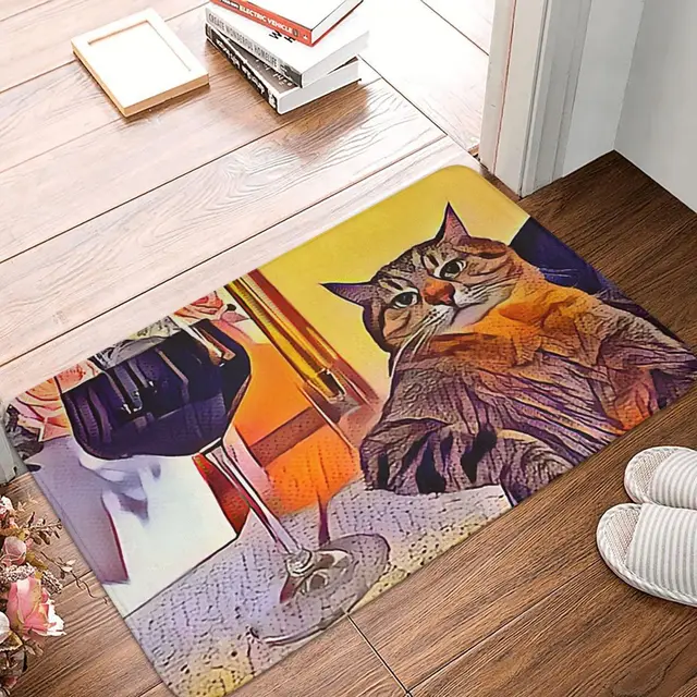 Ukrajna Ukrán Macska Csúszásgátló Szőnyeg Ajtófürdő Fürdőszat Mat Stepan Art Hallway Szőnyegen