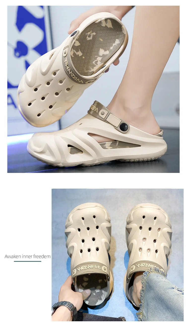 جديد 2025 قباقيب رجالية صنادل صيفية شباشب رياضية شخصية مانعة للانزلاق للشاطئ سميكة القاع نمط جديد أحذية رجالية