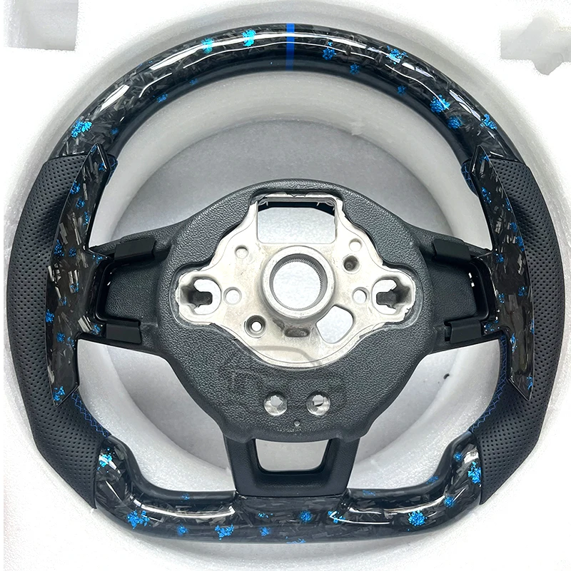 폭스바겐 골프 7 MK7 MK7.5 GTI R GTD GTE 파사트 B8 티구안 MK2 폴로용 트루 단조 카본 파이버 스티어링 휠 블루 모어링