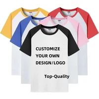Summer Dad Mom & Kid Raglan Sleeve Patchwork T-Shirt Family Matching Outfits Loose Short Sleeve Cotton Top DIY Custom LOGO Image 1