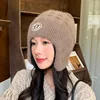 Winter Knit Wool Ear Protection Hats for Women Warm Thicken Plush Lining Beanie Cap with Earflap Outdoor Female Earmuff Hats 1