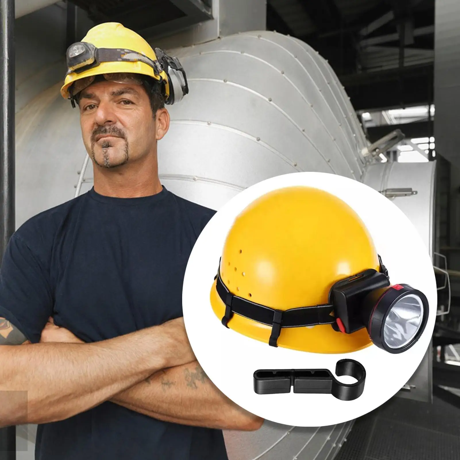 10Pcs Plastic Helmet Clips Headlamp Hard Hat Safety Cap Hook Attachment Head Light Clamps Black Set Outdoor Tool Head Flashlight