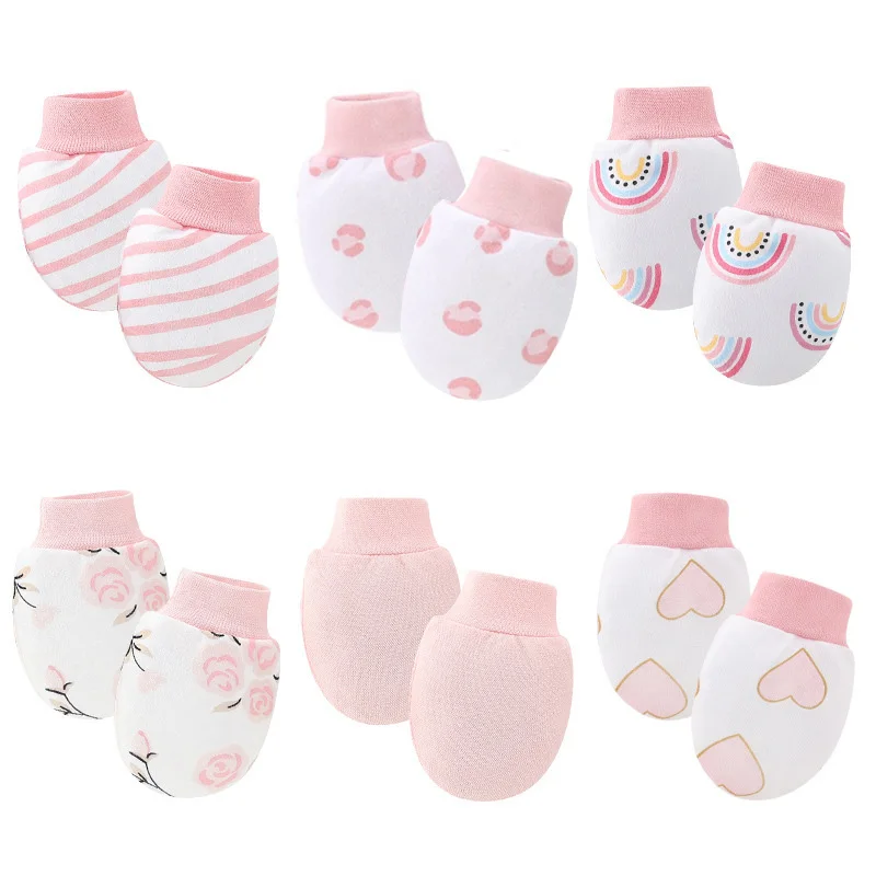 6Pairs/lot Newborn Gloves Protection Face Baby Boy Mittens Soft Cotton Anti-Scratch Gloves Cartoon Printed Girls Infant Supplies 3