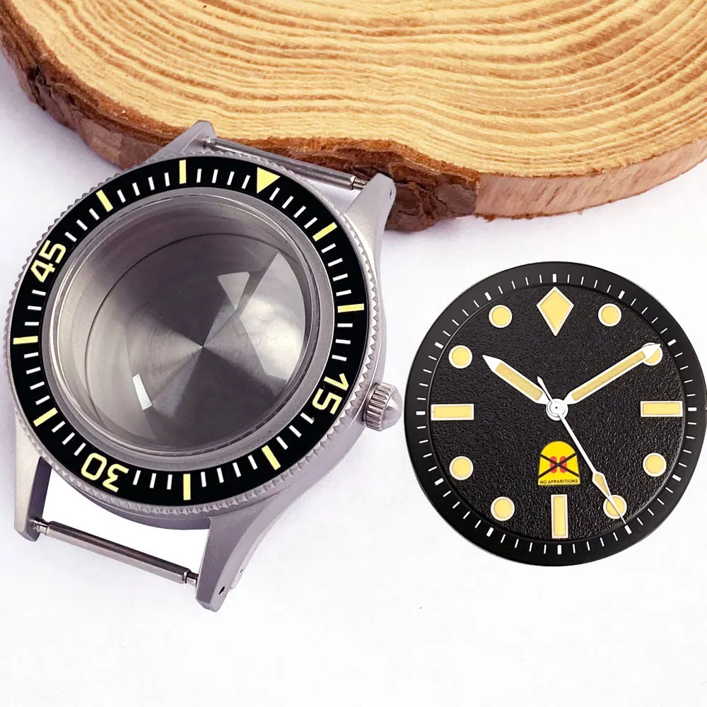Sandblasted 40mm Watch Case with Double Dome Sapphire Crystal and Luminous Ghost Dial