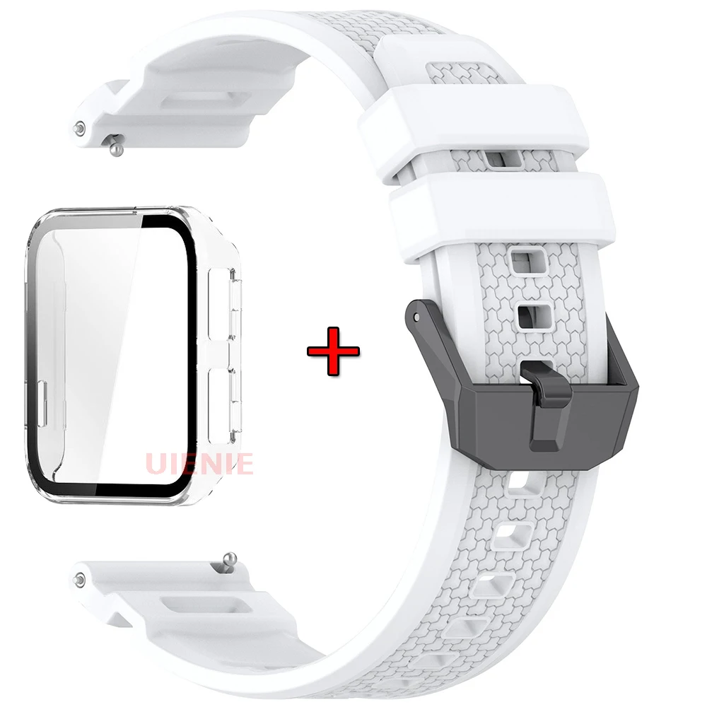 Premium Silicone Watch Band with Protective Case - Sport Replacement Wristband & Cover