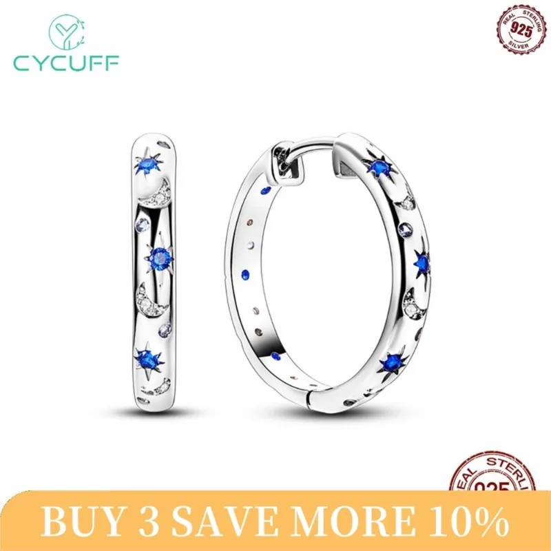 

CYCUFF Real 925 Sterling Silver Earrings Round Shape Starlight Earrings For Women Wedding Engagement Charm Earrings Jewelry Gift