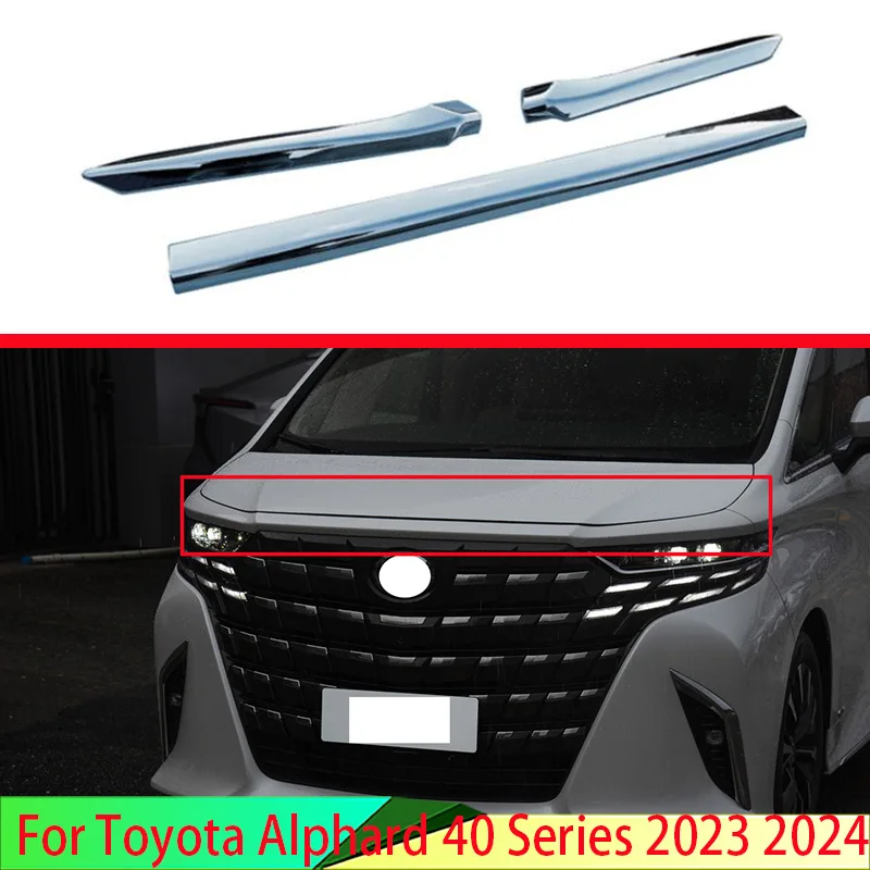 

For Toyota Alphard Vellfire 40 Series 2023 2024 ABS Chrome Front Hood Bonnet Grill Grille Bumper Lip Mesh Trim Cover Molding
