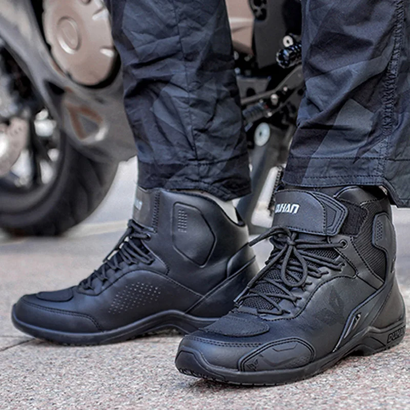 Men DUHAN Motocross Motorcycle Riding Boots Motorbike Anti Wrestling Shoes Knight Racing Protective Boot TPU Protect Four Season