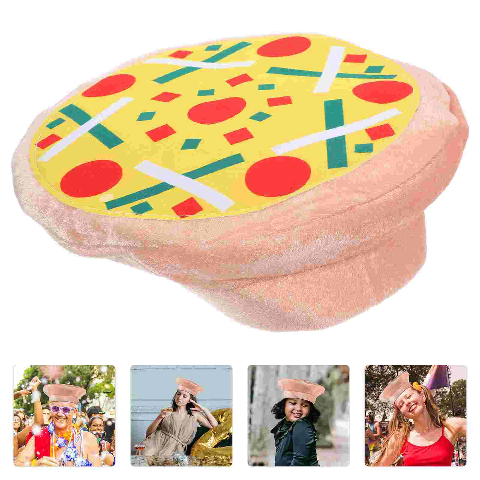 

Party Props Headgear Pizza Hat Photo Decor Aldult Festival Cosplay Flannel Creative Funny Costume Accessories Child Has