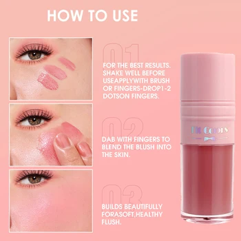 Liquid Cheek Blush Facial Nourishing Blush Gel Cream Waterproof Multi-purpose Eyes&lips Makeup Blush Stick Cosmetics with Sponge 4