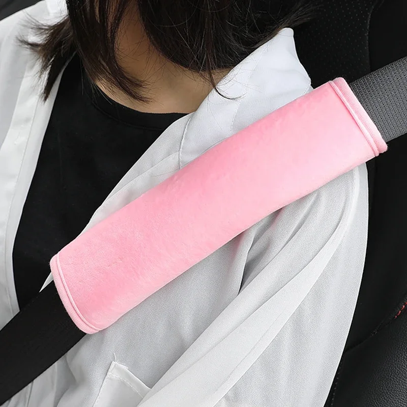 Black/Pink Car Seat Belt Cover Adjustable Plush Seat Belt Cover Shoulder Strap Covers Universal Automotive Interior Accessories
