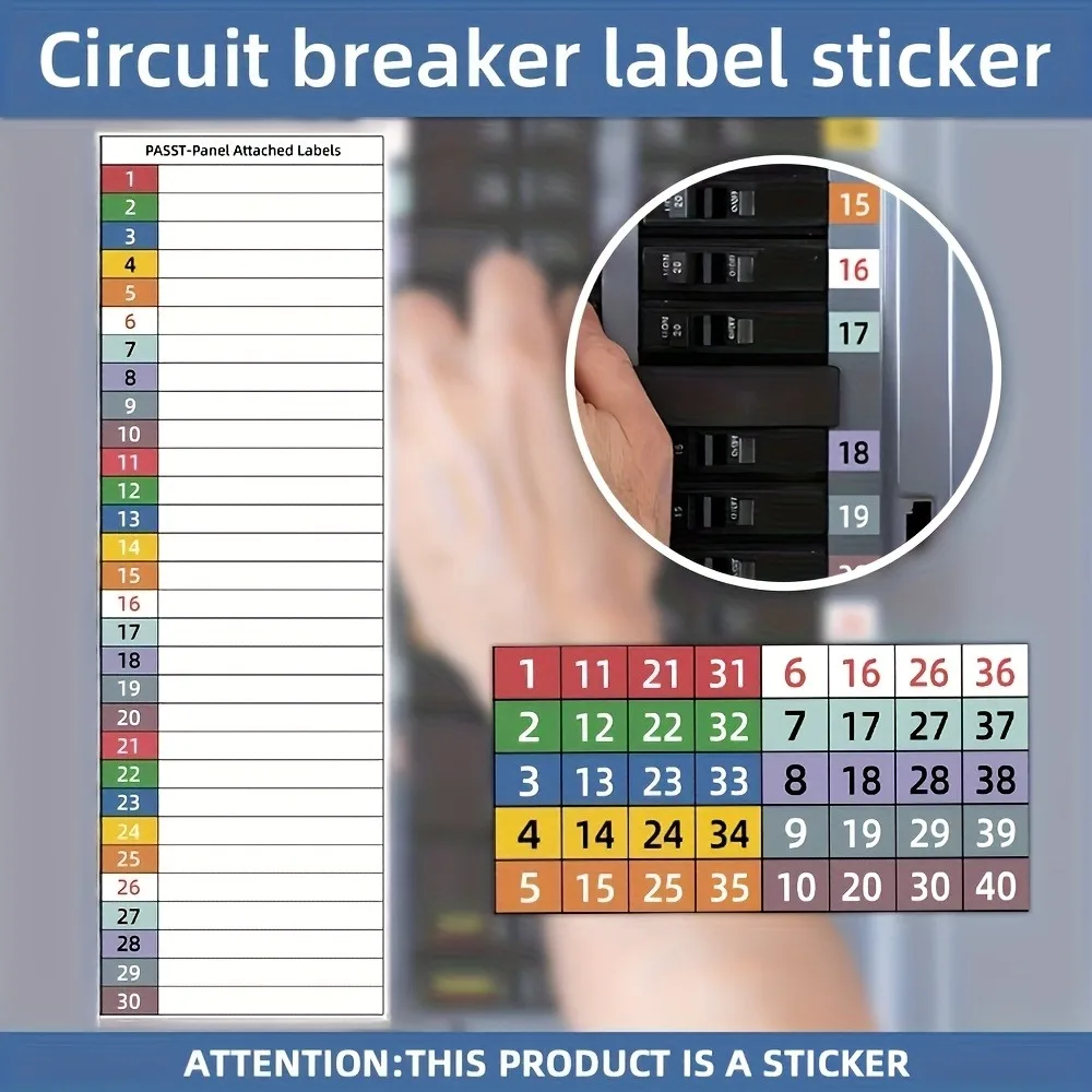 Circuit Breaker Label Kit with Marking Panel (1-10, N, T, R, S) | Handwritten Electrical Panel Stickers for Distribution Boxes - 5