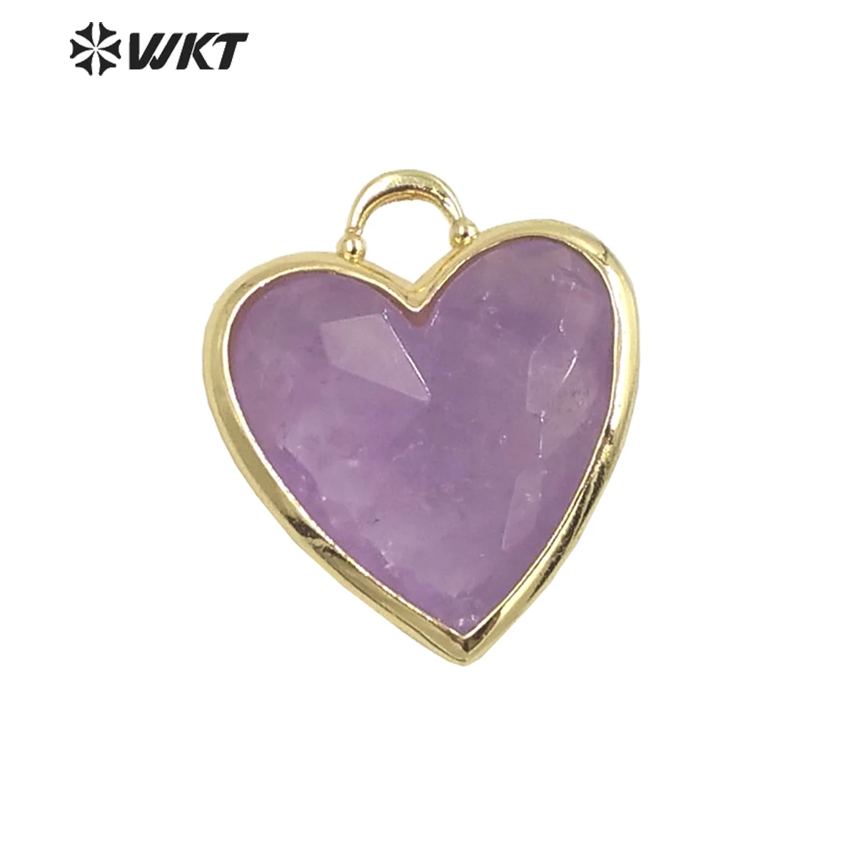 

WT-P1857 Wholesale Lovely Tiny Gemstone Made Heart Charms Lady Rose Quartz Amethyst Lapis Stone Gold Bezel Jewelry Pendant