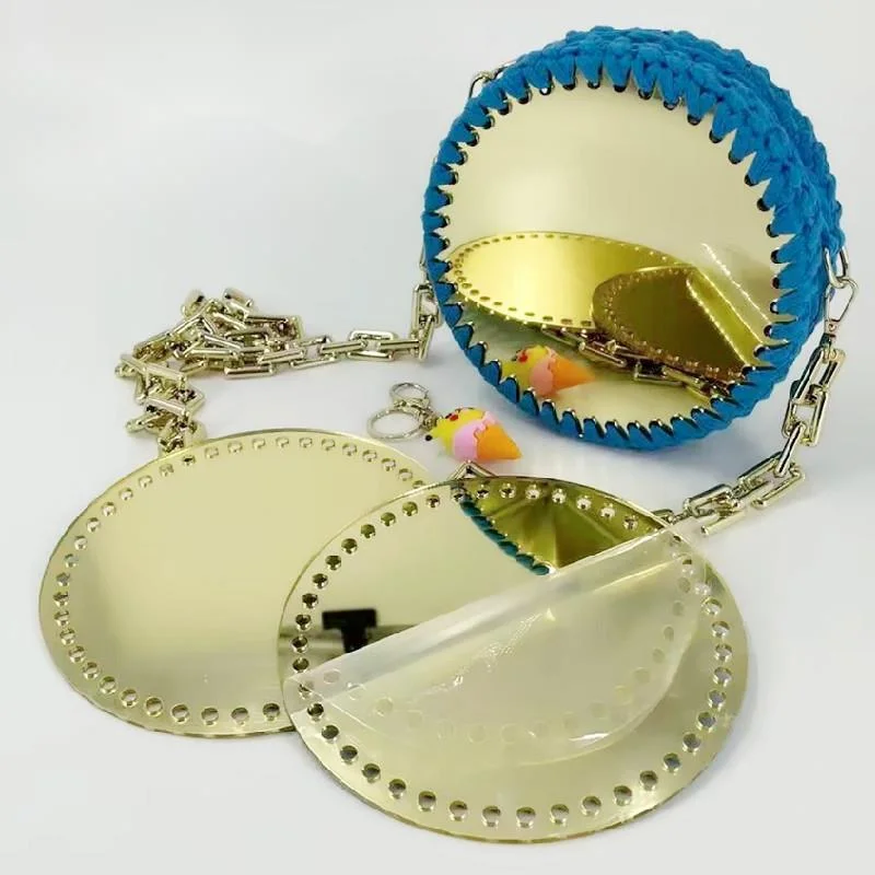 2pcs DIY Round Acrylic Board Knitted Color Single And Double Mirror Acrylic Reflector Panel Crochet Woven Bag Accessories