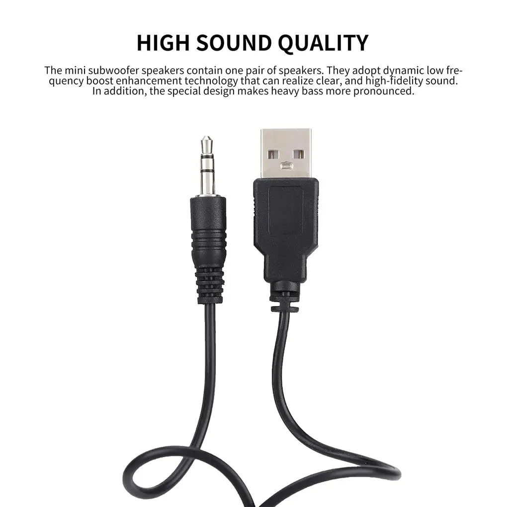 2 Pieces Computer Bass Speaker Music Player Tool Home Multimedia Speakers Sound Box for Household Studio Desktop Shop Use