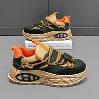 Chunky Sneaker Men Designer Sport Shoes Fashion Casual Microfiber Leather Fabric Breathable Height Increased Flat Platform Shoes 1
