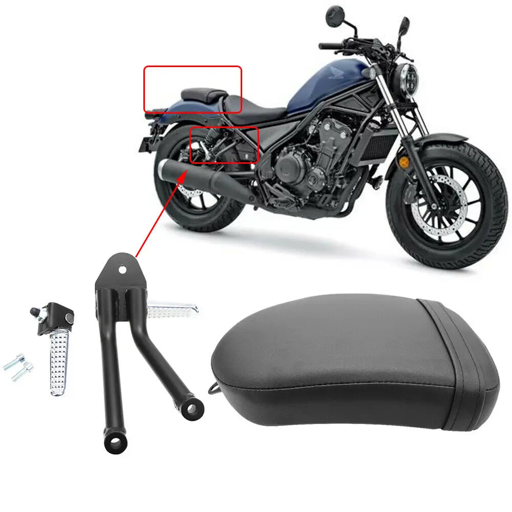 Motorcycle Passenger Seat Pad Cushion Rear Foot Pegs Footrests Complete