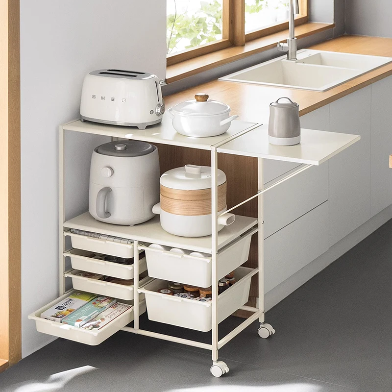 Kitchen Trolley Microwave Oven Storage Rack Tanding Coffee Machine Mobile Dining Cabinet Living Room Snack Storage Cabinet
