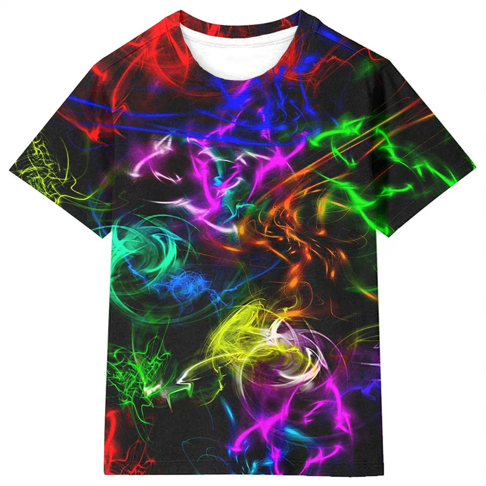 kids T-Shirts 3D Print Flame lightning Pattern Round Neck T-Shirts Casual Boys Girls Tops Oversized Fashion Kids Tees Clothing 4