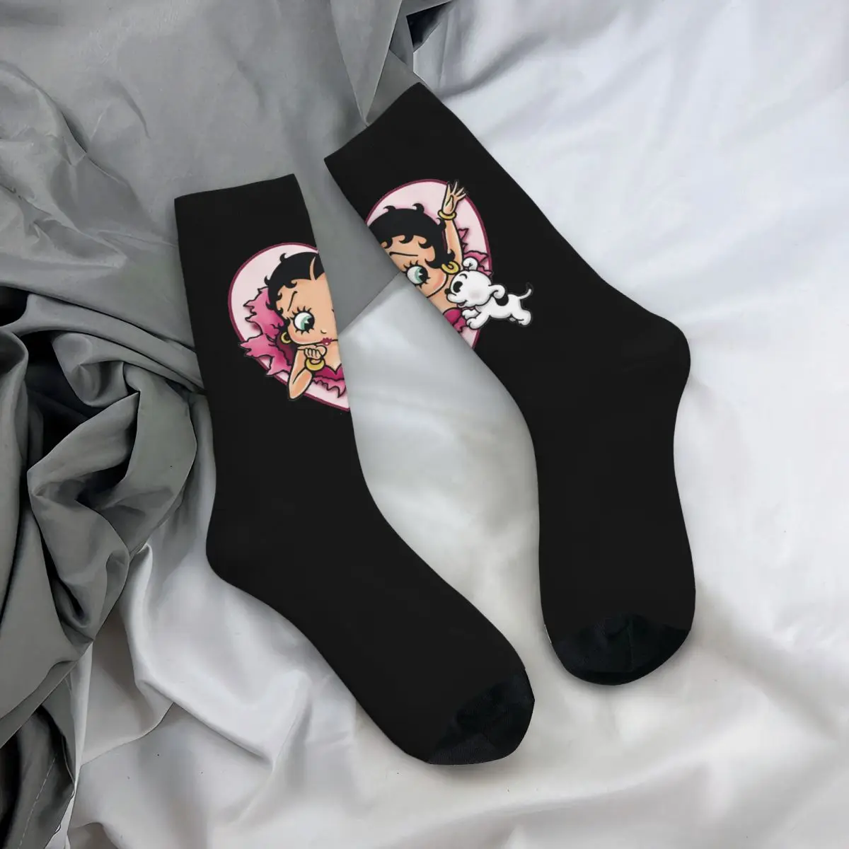 Mrs Boop Thing Crew Bettys And Her Dog Socks Harajuku Quality Stockings All Season Long Socks Accessories for Man\'s Woman Gifts