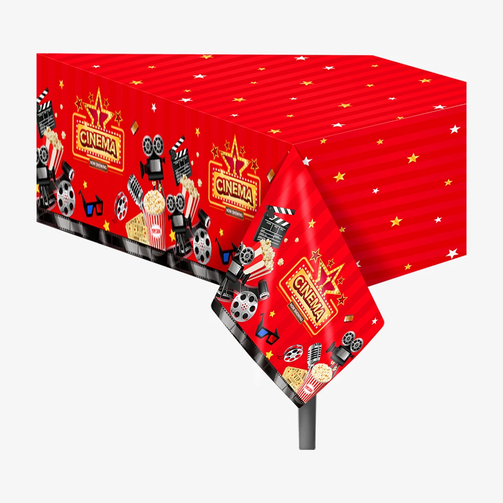 

130*220cm Now Showing Cinema Hollywood Movie Wedding Party Disposable Tableware PE Tablecovers Baby Shower Birthday Party Decors