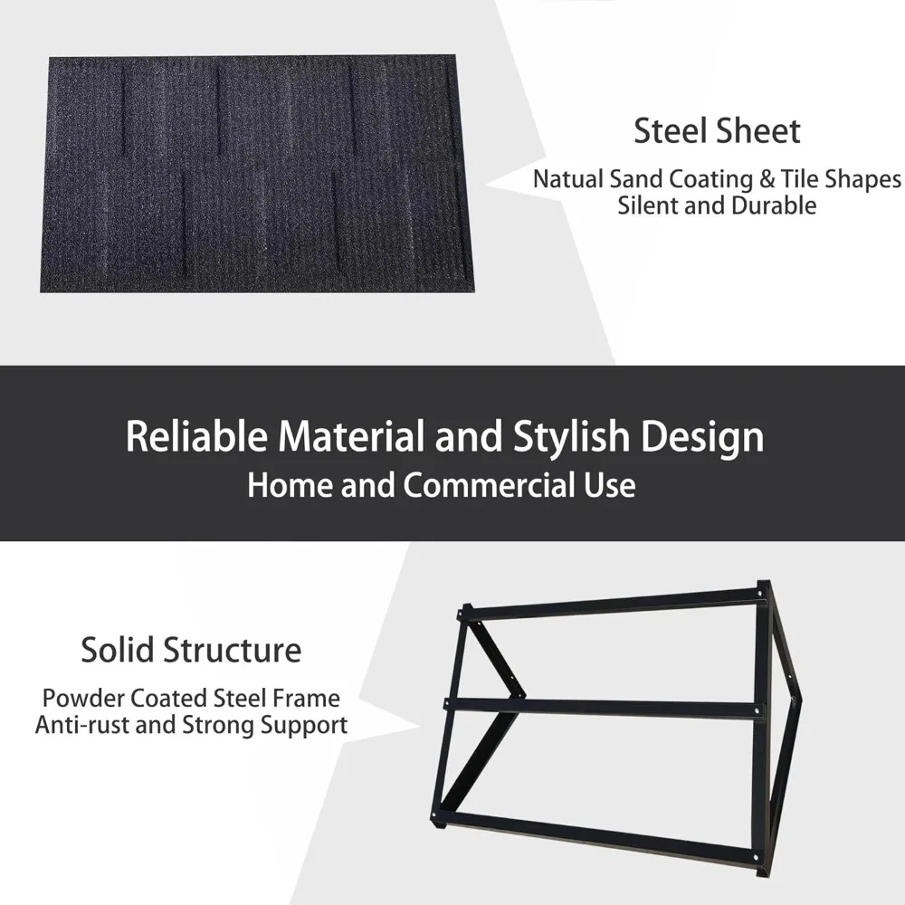 fixed metal awnings 52 in w x 31 in h, triangle steel frame with tile shaped metal awning for door entrance, windows, porches an