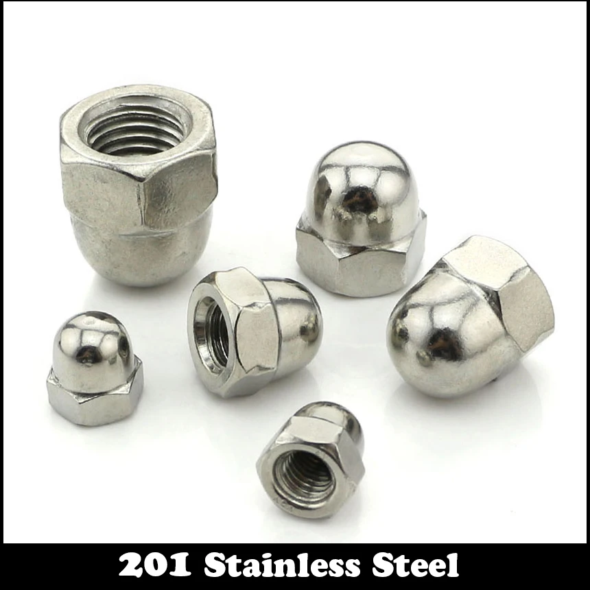 

6pcs 1/4" 1/4 Inch 1/4-20 UNC US America Standard Coarse Thread 201 Stainless Steel 201ss Nuts Hexagon Hex Domed Cap Acorn Nut