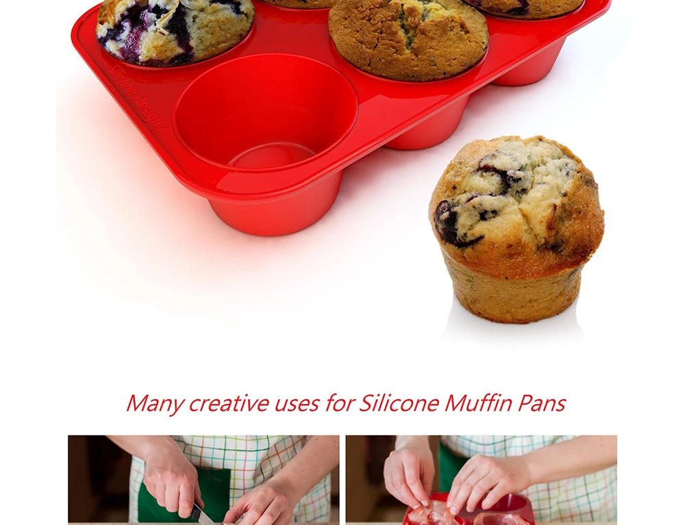 6 Cup Silicone Jumbo Muffin Pan Giant Silicone Cupcake Pan/Cups Deep  Popover Pan Large Muffin Pans Baking Cheesecake Bites - AliExpress