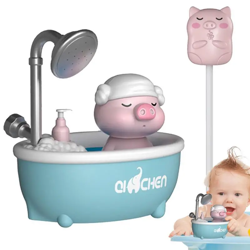 

Shower Bath Toy Cartoon Pig Bathtub Tub Toy Spray Water Toys With 2 Nozzles Waterproof 360 Rotatable For Bathroom Babies