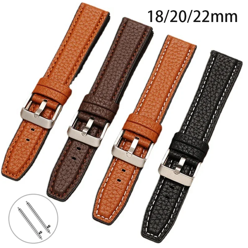 Cinturino Da Polso In Pelle Impermeabile Per Cinturino In Silicone Universale Rolex Per Seiko Uomo Donna Slub/Litchi/Bracciale Con Motivo Liscio