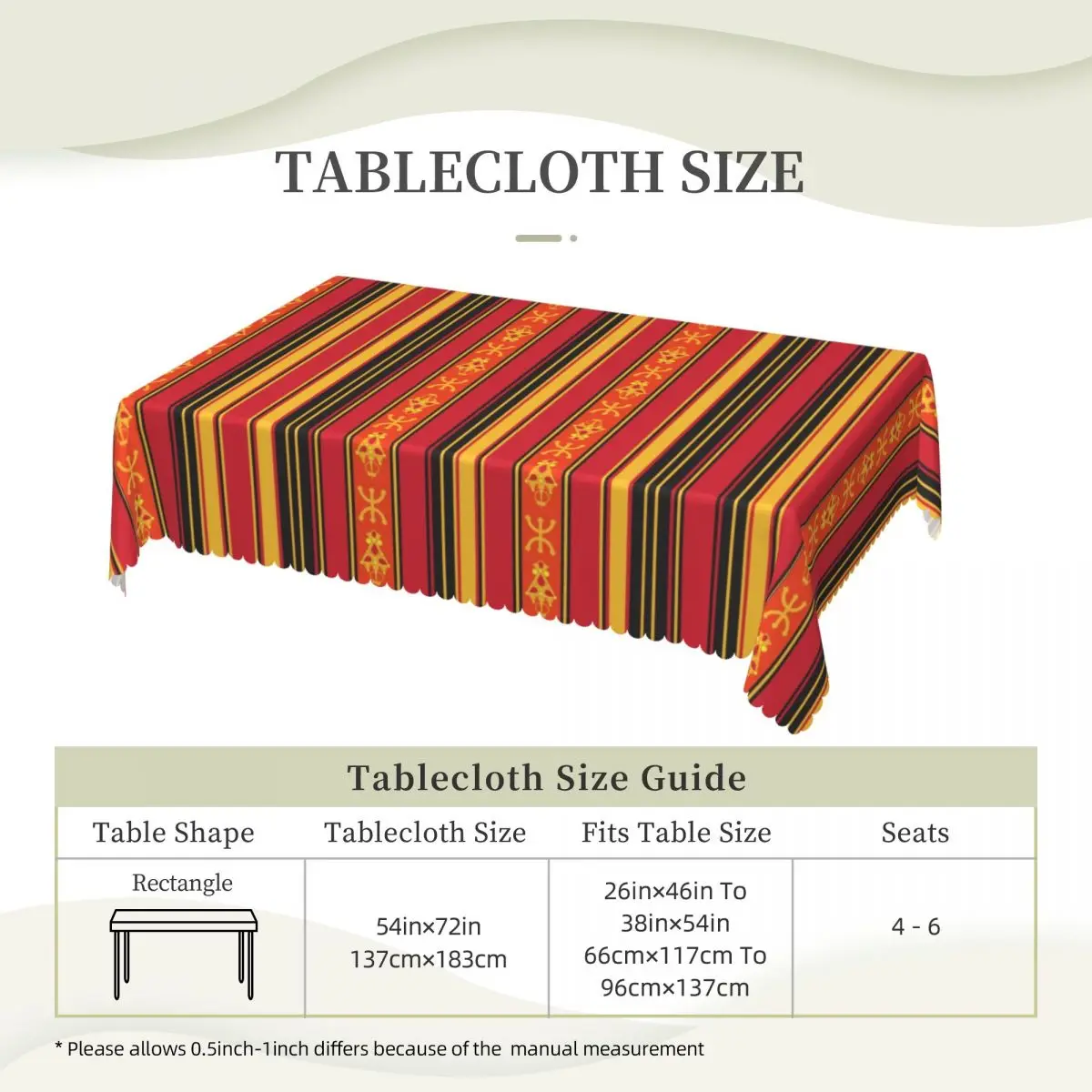Custom Rectangular Oilproof Z Imazighen Kabyle Jewelry Table Cover Amazigh Berber Ethnic Table Cloth Tablecloth for Picnic 6