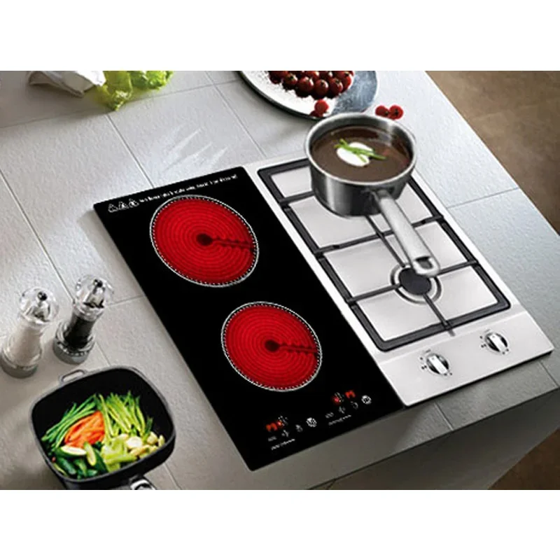 Kitchen 2 Rings Ceramic Cooker Induction Cooktop Double Electric Cooker Hob Heating Electric Stove Vertical Cooking Plate