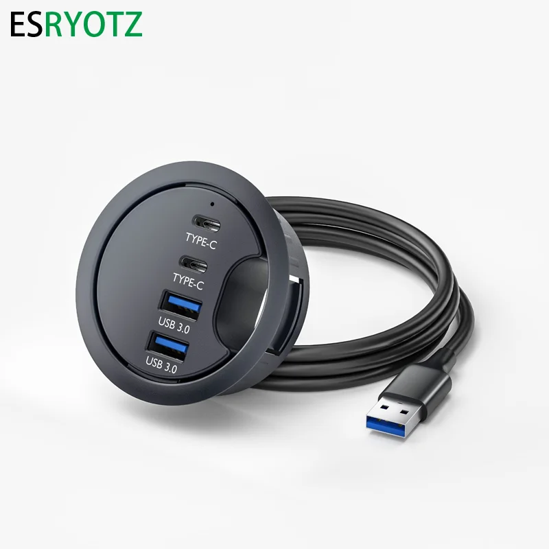 USB Desk Hub USB3.0 HUB With 2 Port USB3.0 2 Port Type C Adapter For Desktop PC/Notebook USB HUB Desk Mount USB3.0 Splitter 3