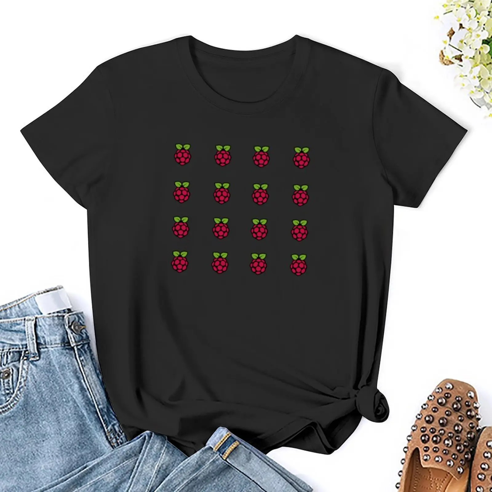 raspberry pi muti T-shirt Short sleeve tee summer top shirts graphic tees plain t shirts for Women