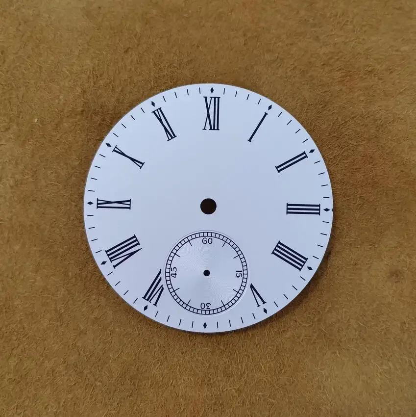 Watch accessories 39mm matte Rice white Watch dial Rome number 6 o 'clock second hand dial thick 0.4mm pitch-row 10 mm