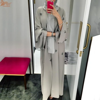 Zahraa Dubai Abaya Muslim Fashion Handmade Sequins Embroidered Cardigan Robe Marocain Turkish Islamic Kimono Ramadan Eid 1