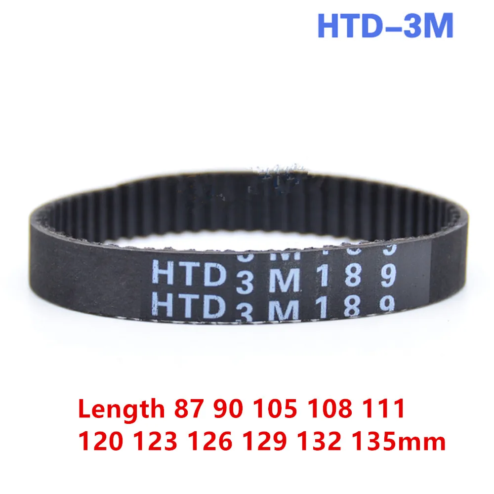 

HTD 3M Rubber Timing Belt Closed Loop Pitch Length 87 90 105 108 111 120 123 126 129 132 135mm Width 10mm 15mm 3M-105 3M-120