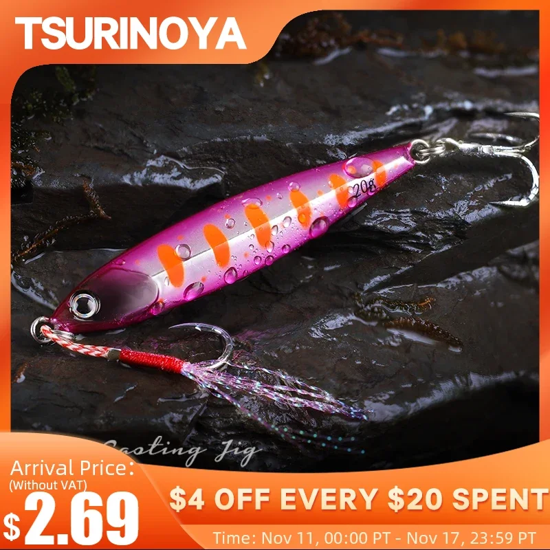 TSURINOYA 30g 40g Shore Jigging Fishing Lure STINGER Metal Jig Drag Long  Cast Seabass Lure Artificial Bait Fishing Tackle