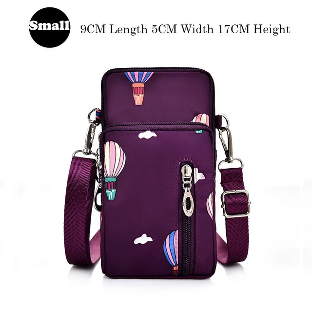 Universal Mobile Phone Bag For Samsung/iPhone/Huawei/HTC/LG Case Wallet Outdoor Sport Arm Purse Shoulder Bag Women Phone Pouch Small QQ Purple