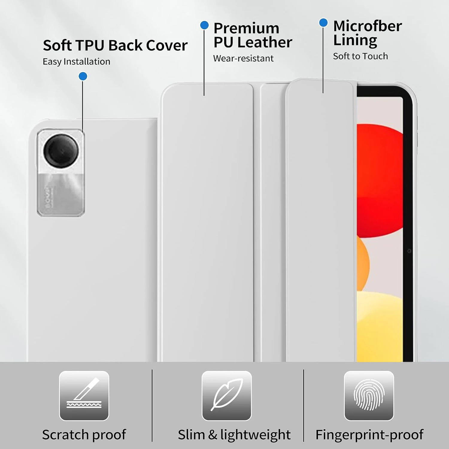 Premium Tri-fold Flip Case - Magnetic Stand PU Leather Protective Cover with Auto Sleep/Wake Function