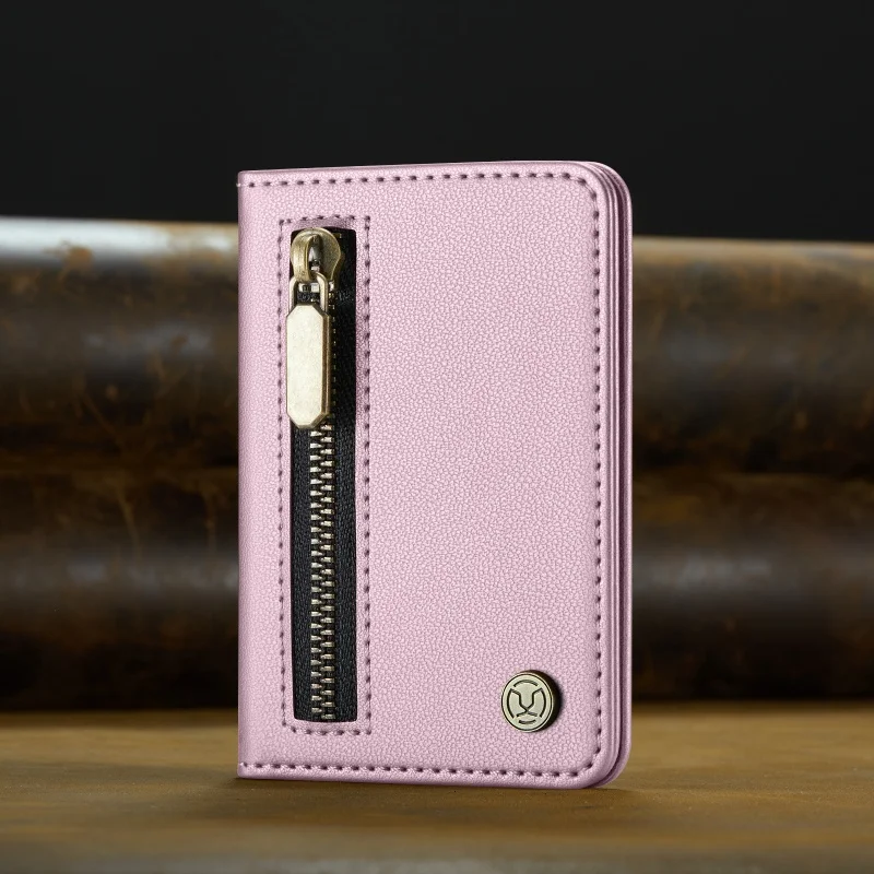 Luxury MagSafe Magnetic Leather Zipper Wallet Card Phone Case with Flip Holder Cover