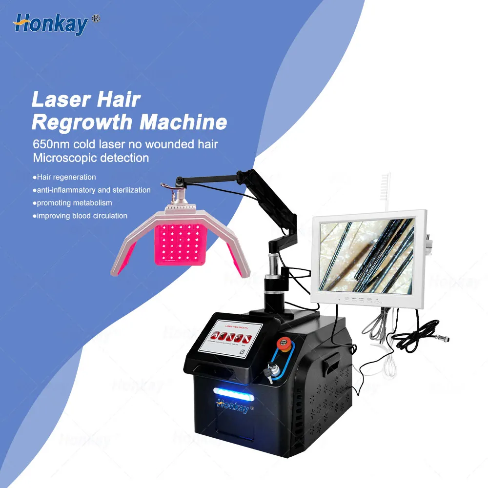 

Professional Laser Hair Growth Machine Hair Regrowth Treatment Scalp Analyzer 650nm Diode Laser Hair Restoration Salon Device