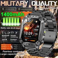2026 New 1400mAh Large Battery Military Outdoor 2.01 inches Smart watch Men 10ATM Waterproof Bluetooth Call Sports Smart Watch 1
